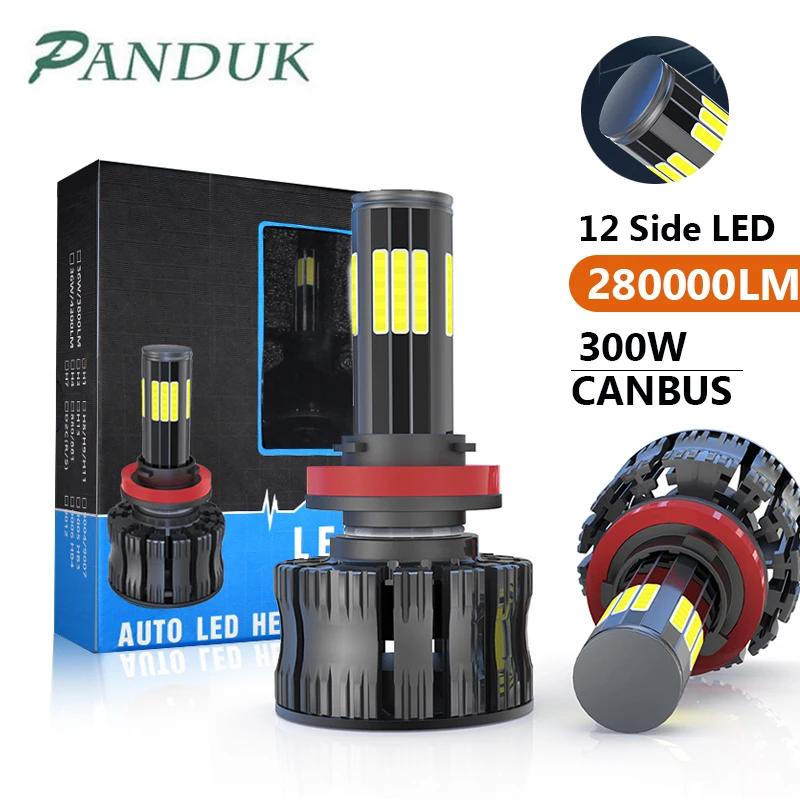 PANDUK LED ĵ ڵ Ʈ , 3D 360, H7, 12  LED, 280000LM, 300W, H11, H4, H1, HB3, 9005, HB4, 9006, ڵ Ȱ, ̴ 